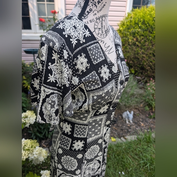 Vintage 90s Smart Set Patchwork Whimsigoth Button-Up Dress Size Small - Picture 4 of 10